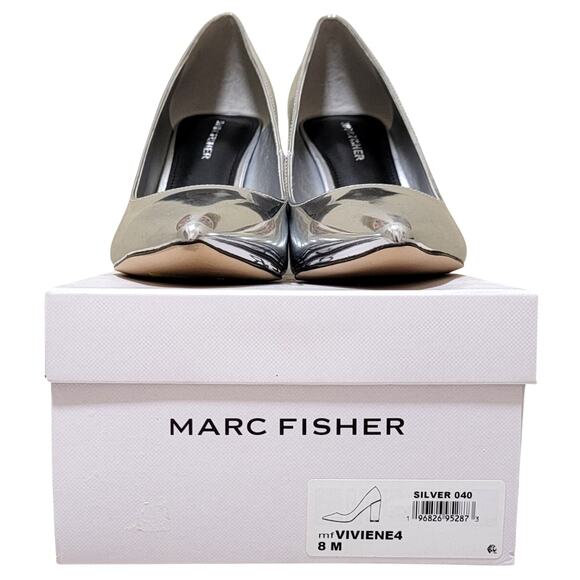 Marc Fisher Women Viviene Pointed Toe Pump Heels Size US 8M Silver Metallic - Picture 6 of 6
